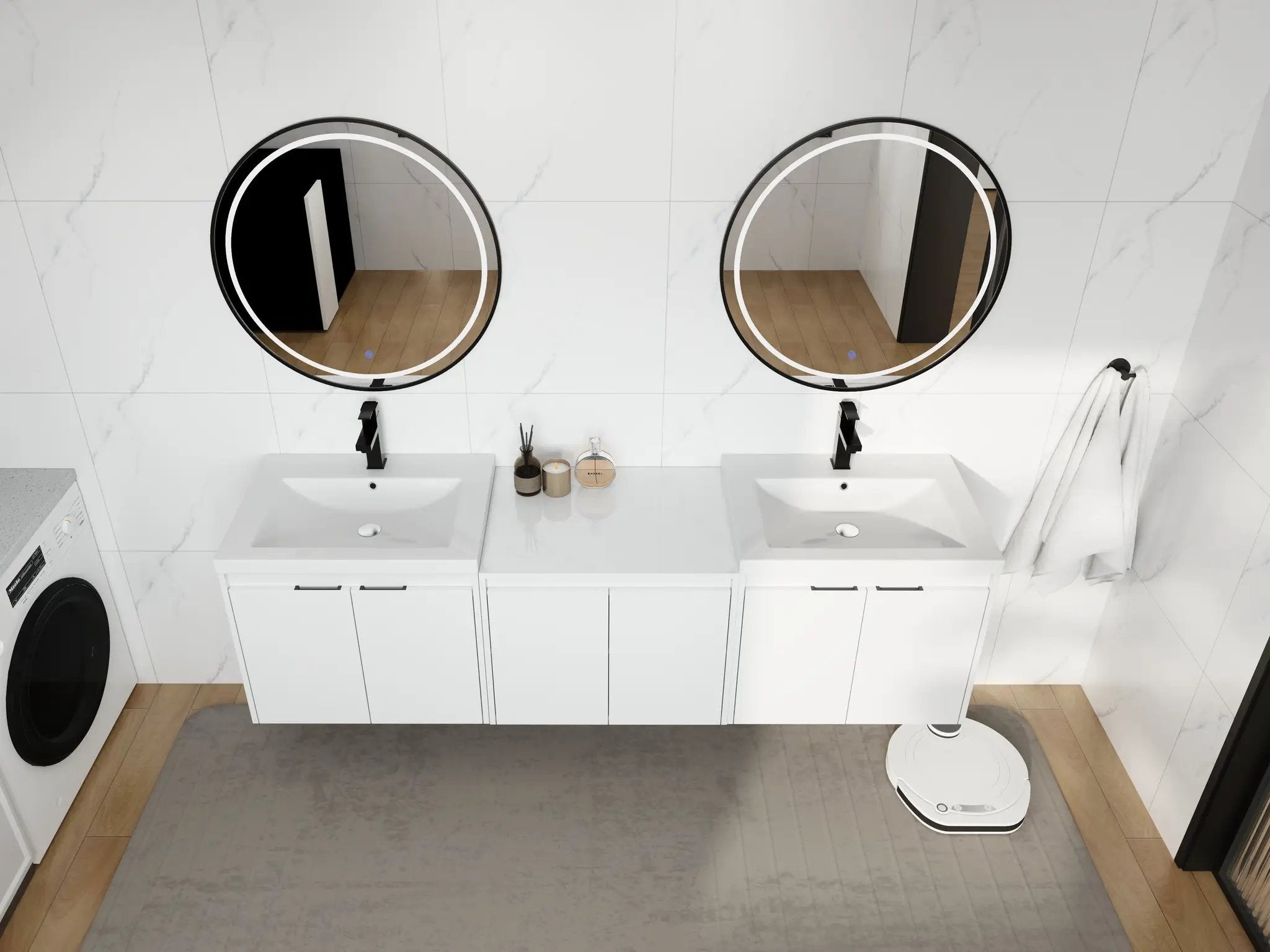 72" Bathroom Vanity With Resin Sink, Soft Close Doors and 1-Side Cabinet by HouseOfZazla