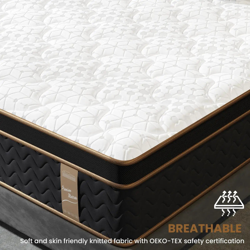 Plush Hybrid Mattresses With Gel Memory Foam, Individual Pocket Spring Motion Isolation Edge Support by HouseOfZazla