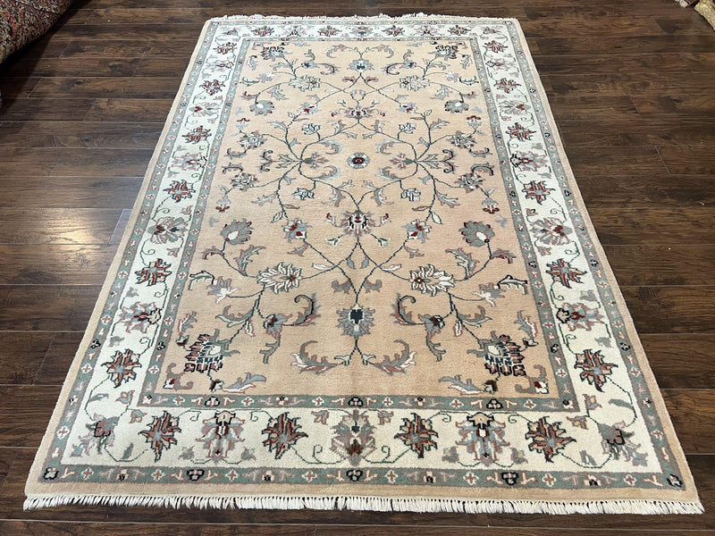 Indo Persian Rug 6x9, Handmade Vintage Wool Carpet, Floral Allover by Jewel Rugs
