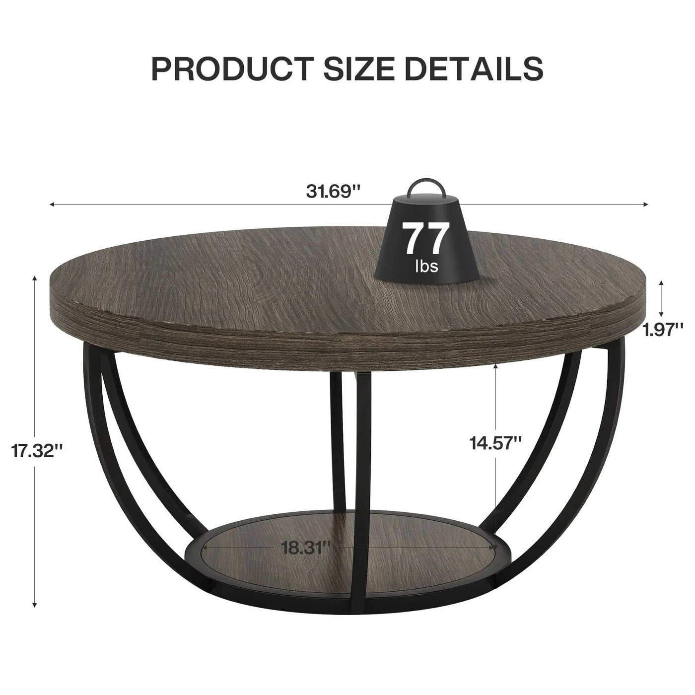 2 Tier Circle Coffee Table With Storage Shelves by HouseOfZazla