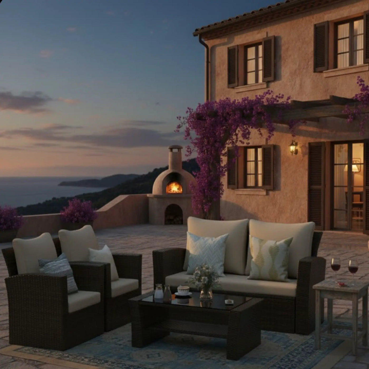 Modern Patio Set With Table And Cushions by HouseOfZazla
