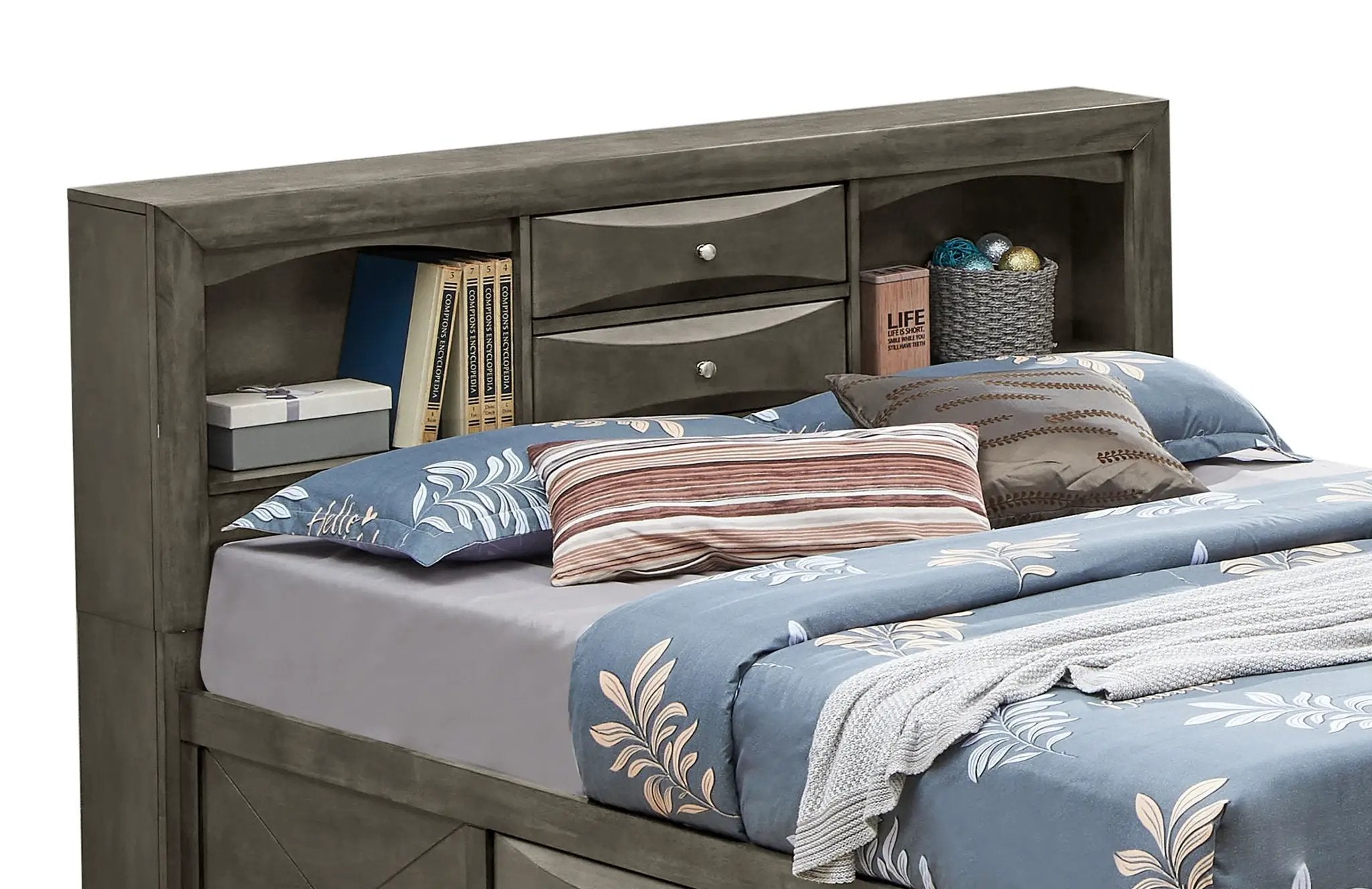 Modern Design Storage Bed With Bookcase Headboard by HouseOfZazla