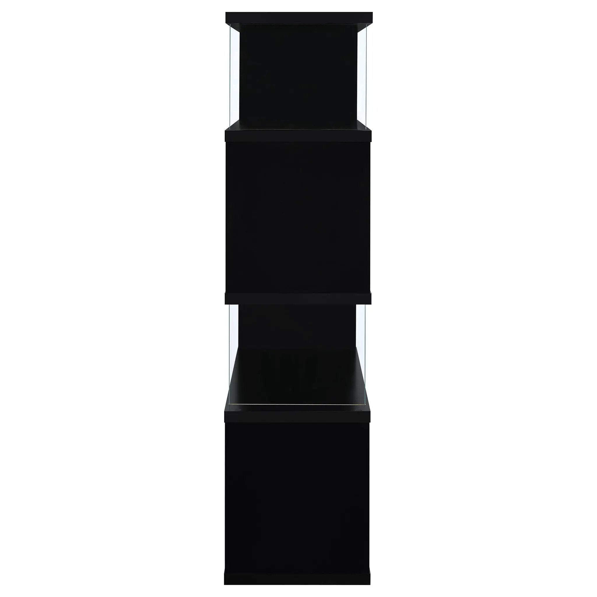 Emelle 63-inch 4-shelf Glass Panel Bookshelf Black by Unique Piece Furniture