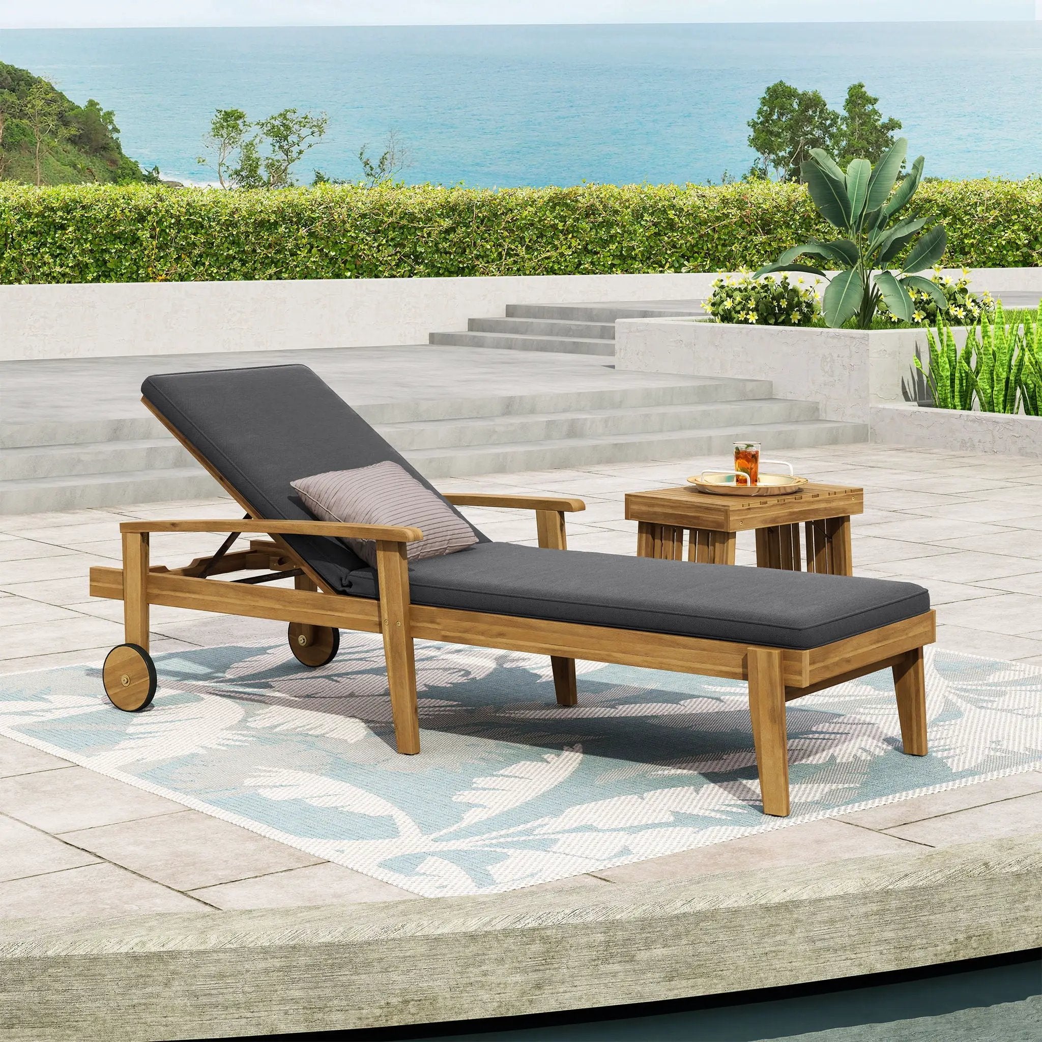 Jason Chaise Lounge Adjustable Acacia Wood Outdoor Furniture by HouseOfZazla