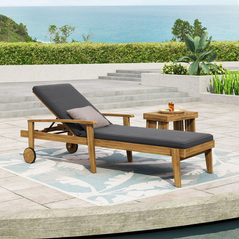 Jason Chaise Lounge Adjustable Acacia Wood Outdoor Furniture by HouseOfZazla