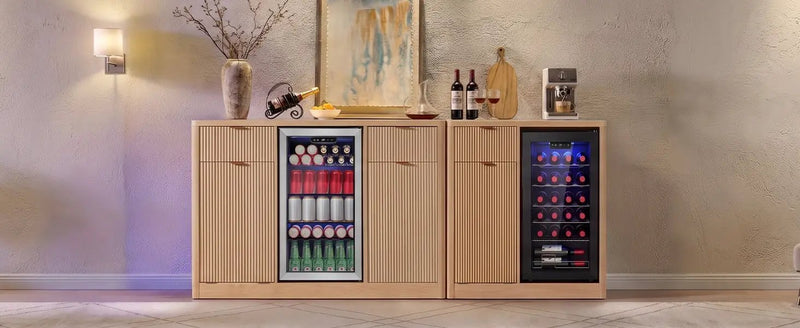 K&K 2-Piece Coffee Bar Cabinet with Fridge Space by HouseOfZazla