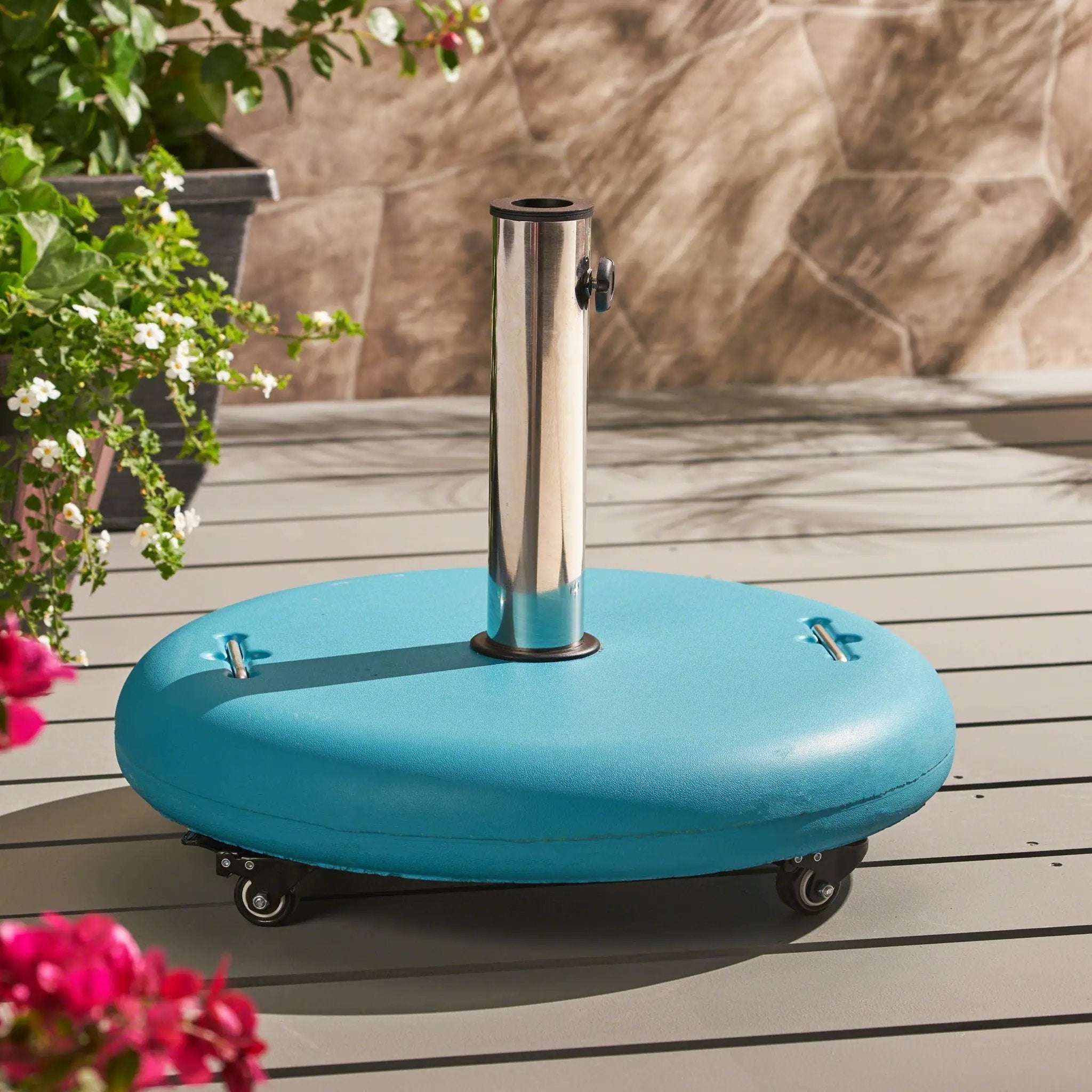 Wheelie - Round Umbrella Base with Stainless Steel Holder by HouseOfZazla