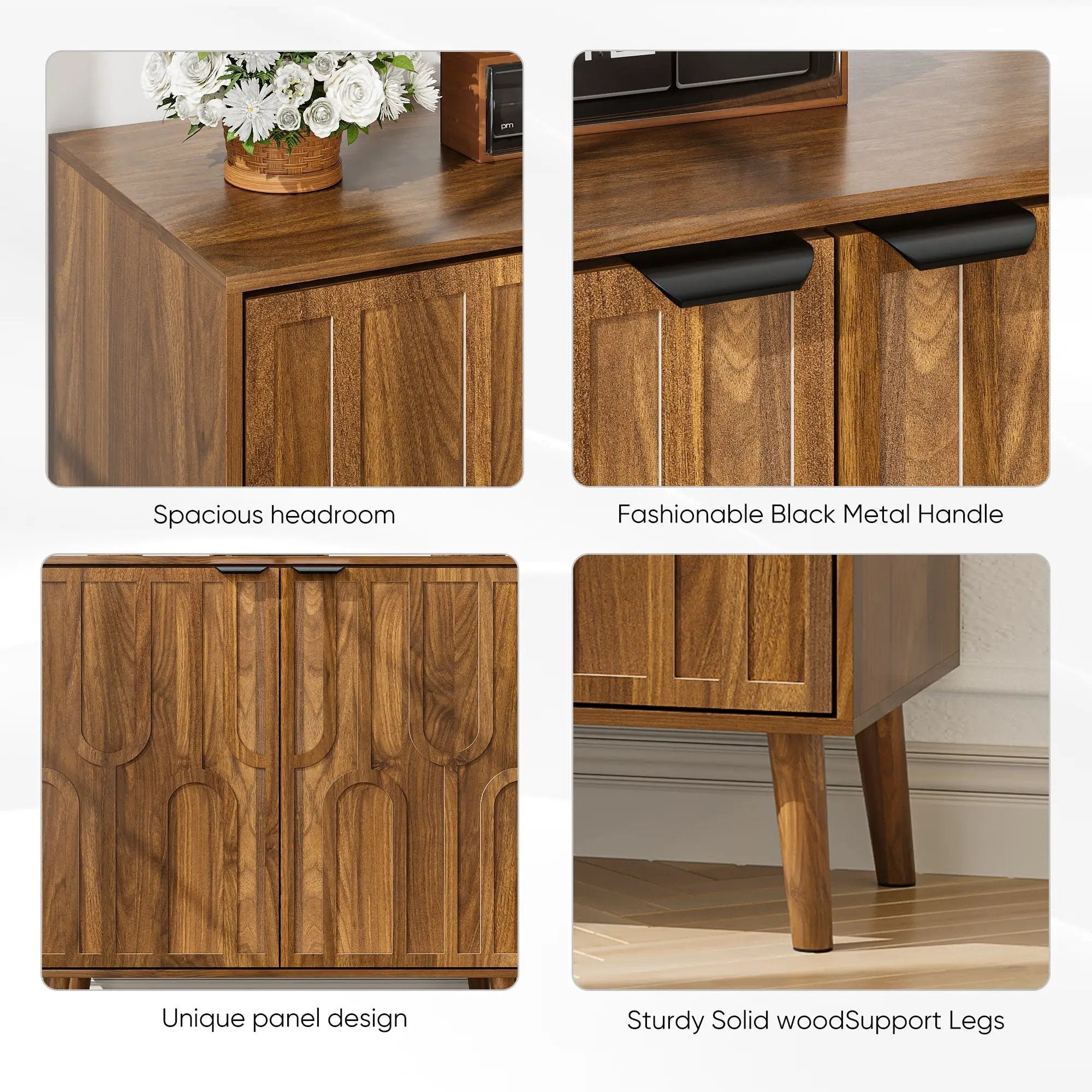 Farmhouse Style Sideboard Buffet Cabinet With Storage Bar Cabinet - Walnut by Unique Piece Furniture