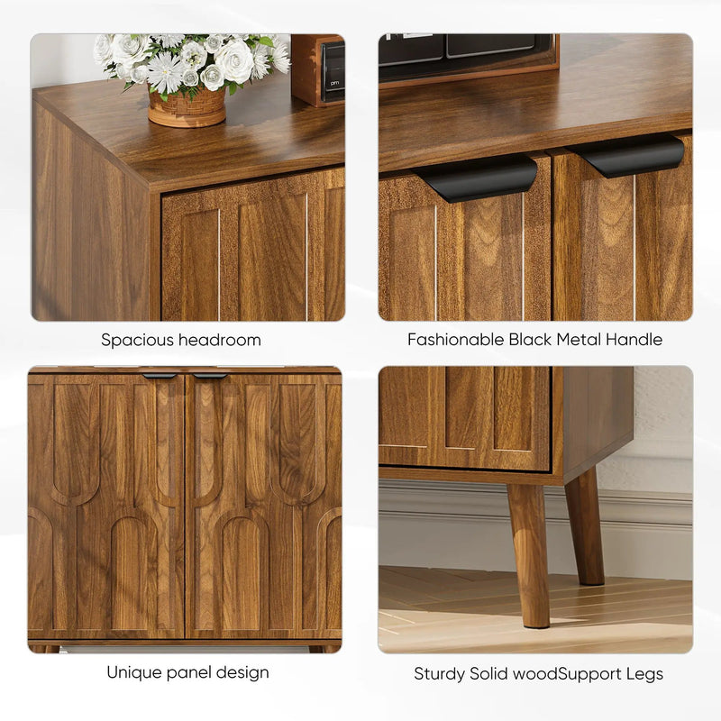 Farmhouse Style Sideboard Buffet Cabinet With Storage Bar Cabinet - Walnut by Unique Piece Furniture