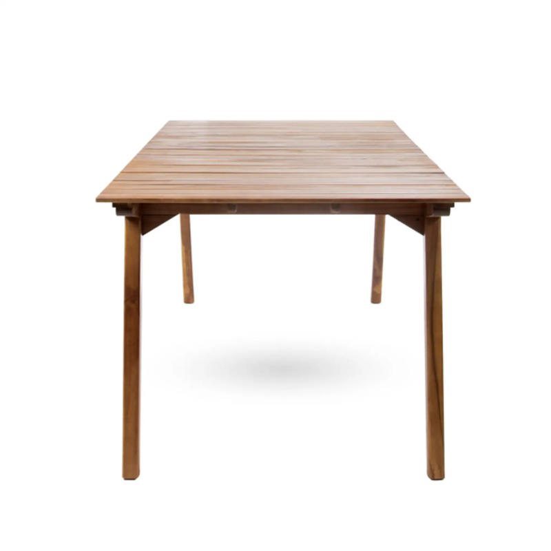 Outdoor 6 Seater Acacia Wood Dining Set with Cushions in Teak Finish and Cream Color by HouseOfZazla