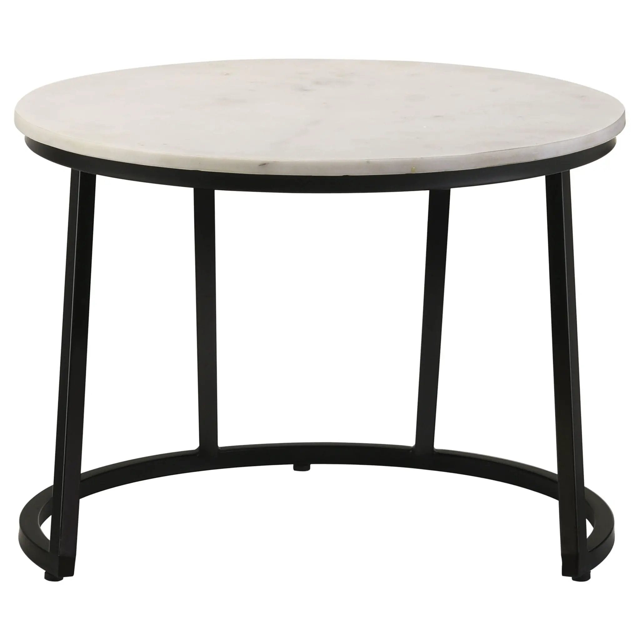 Miguel Round Marble Top Coffee Table White and Black by Unique Piece Furniture