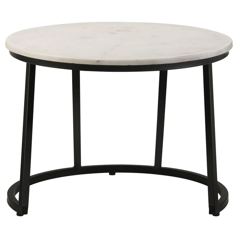 Miguel Round Marble Top Coffee Table White and Black by Unique Piece Furniture