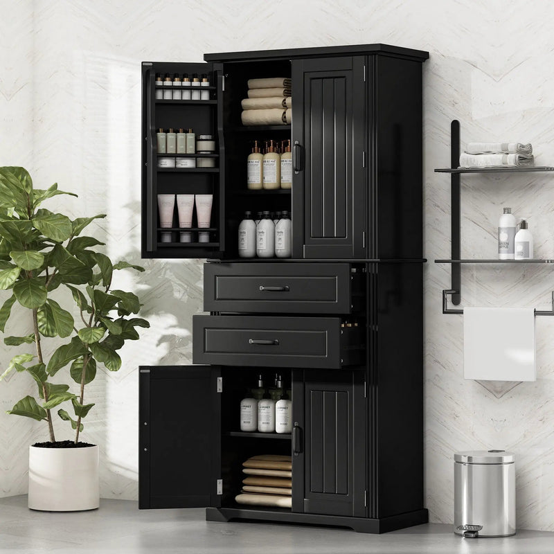 Multi Functional Storage Cabinet With Adjustable Shelves, 2 Drawers, Door Shelves by HouseOfZazla