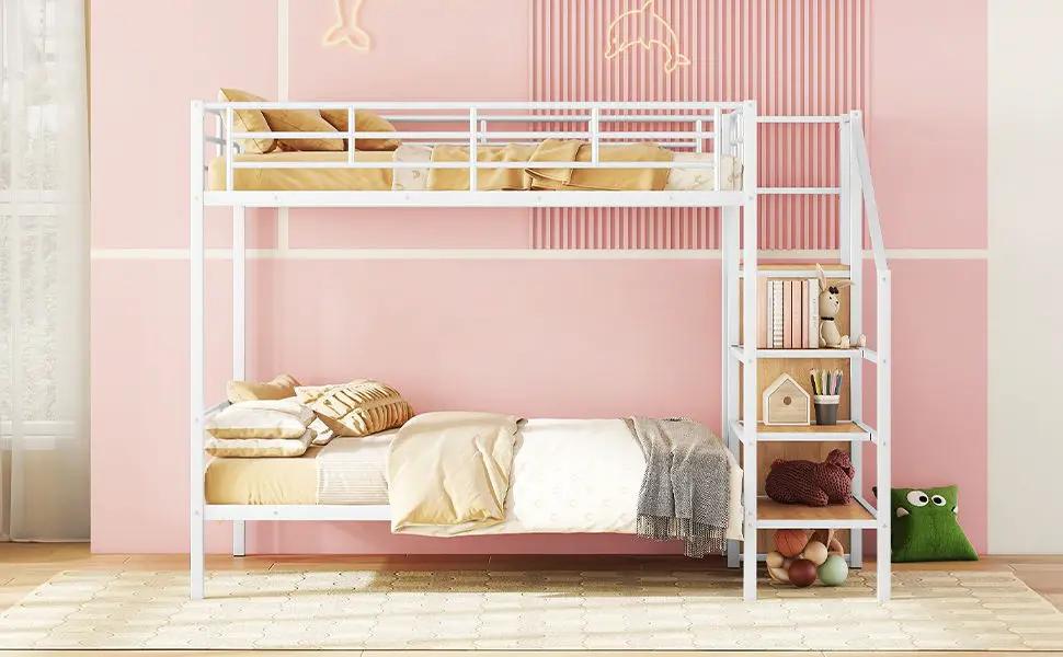 Bunk Bed With Lateral Storage Ladder And Wardrobe by HouseOfZazla