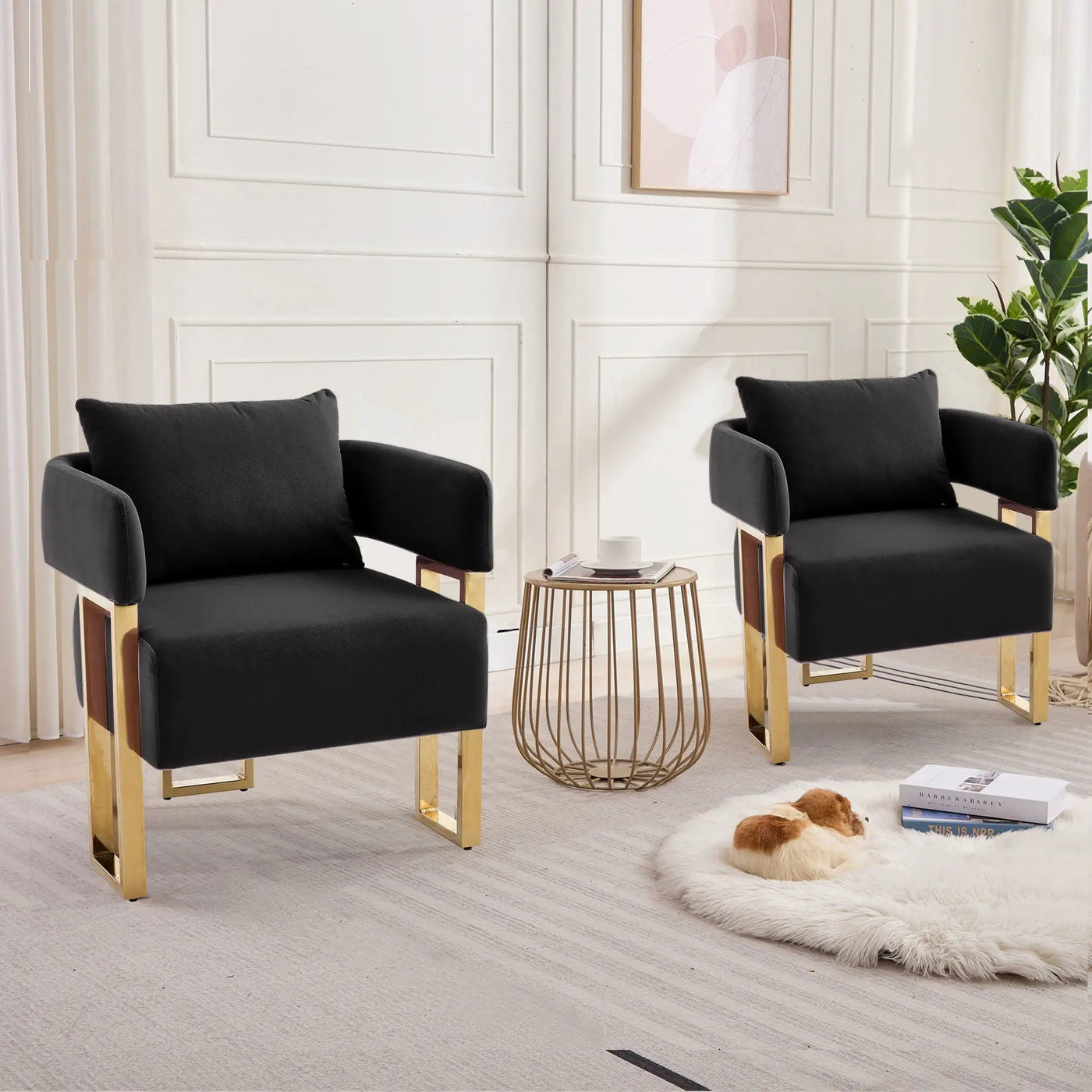 Modern Classic Design Decorative Chair Teddy Fleece Upholstered And Metal Foot by Unique Piece Furniture