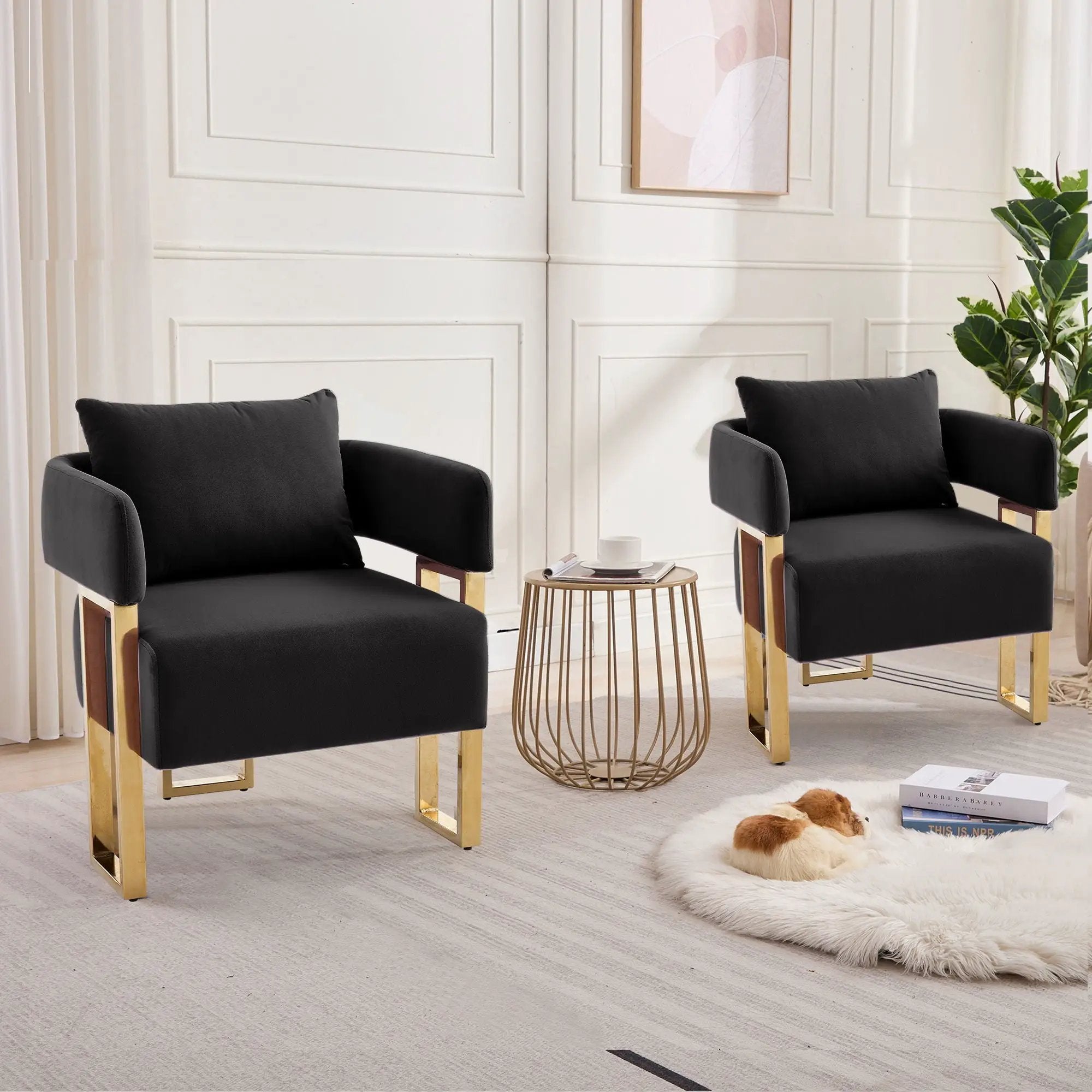 Modern Classic Design Decorative Chair Teddy Fleece Upholstered And Metal Foot by Unique Piece Furniture
