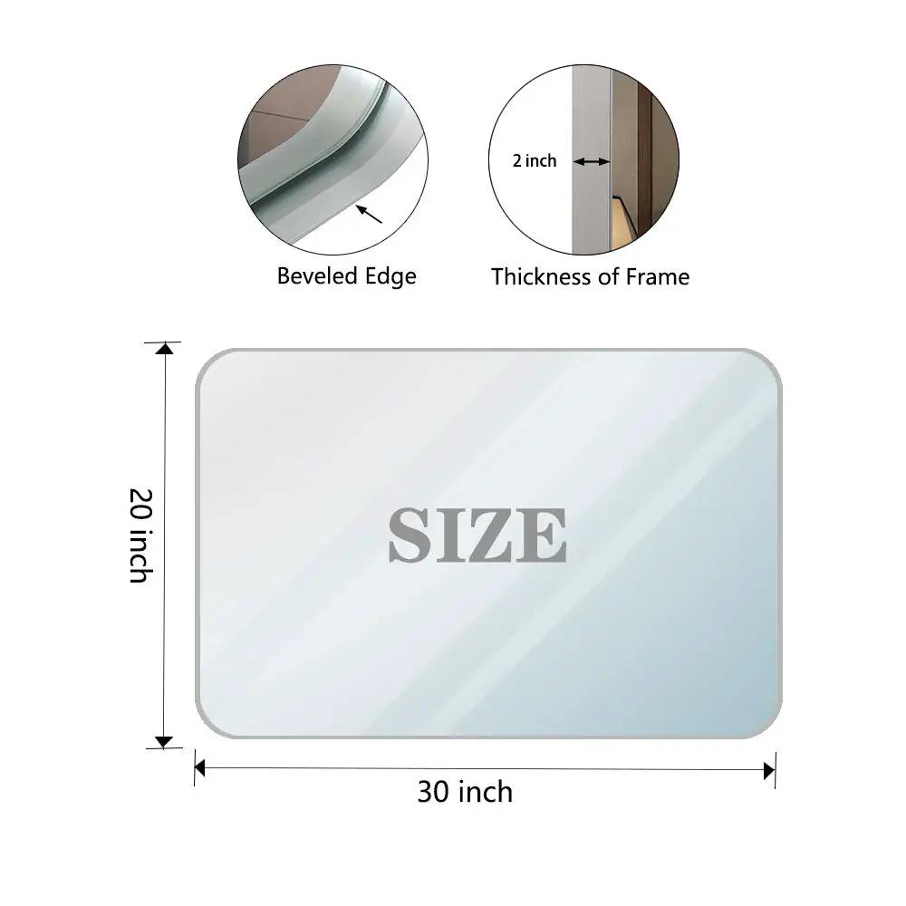 Rounded Corner Rectangle Bathroom Mirror For Wall Metal Frame Wall Mounted Bathroom Mirror Vanity Bathroom Mirror (Horizontal & Vertical) by HouseOfZazla