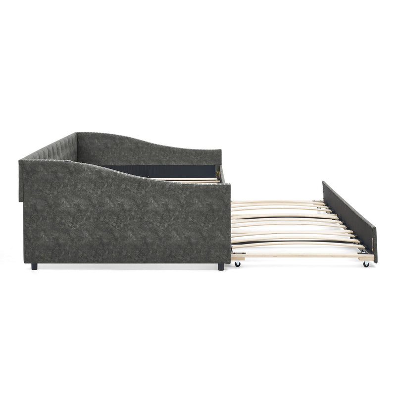 Upholstered Daybed With USB Charging & Pull Out Bed