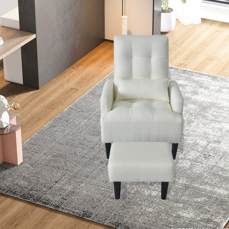 Living Room Sofa Single Chair And Ottoman, Modern Multi-Function Fabric Living Room Sofa Lounge Chair Bed And Stool. Soft Leisure Single Chair Adjustable Into 5 Angles With Sofa Bed by HouseOfZazla