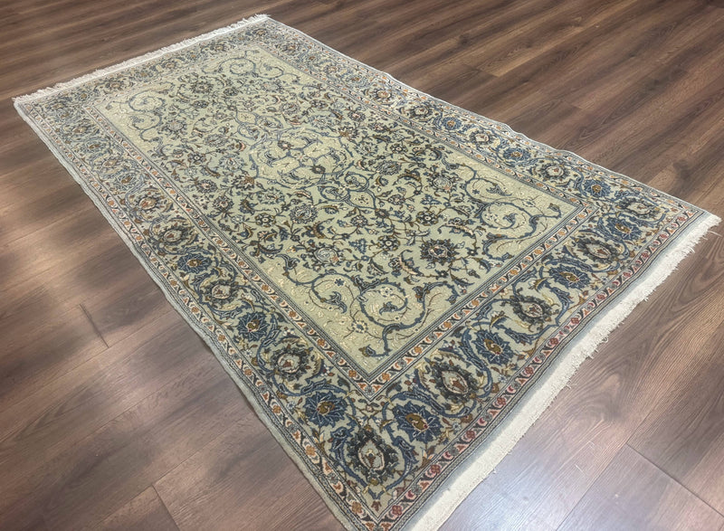 Persian Kashan Rug, Unique Colors, 225 KPSI, Light Green and Light Blue by Jewel Rugs