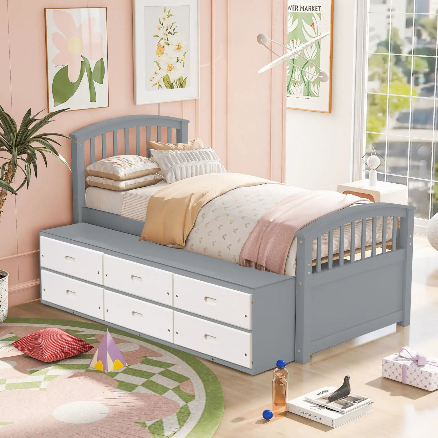 Platform Storage Bed Solid Wood Bed With 6 Drawers by HouseOfZazla