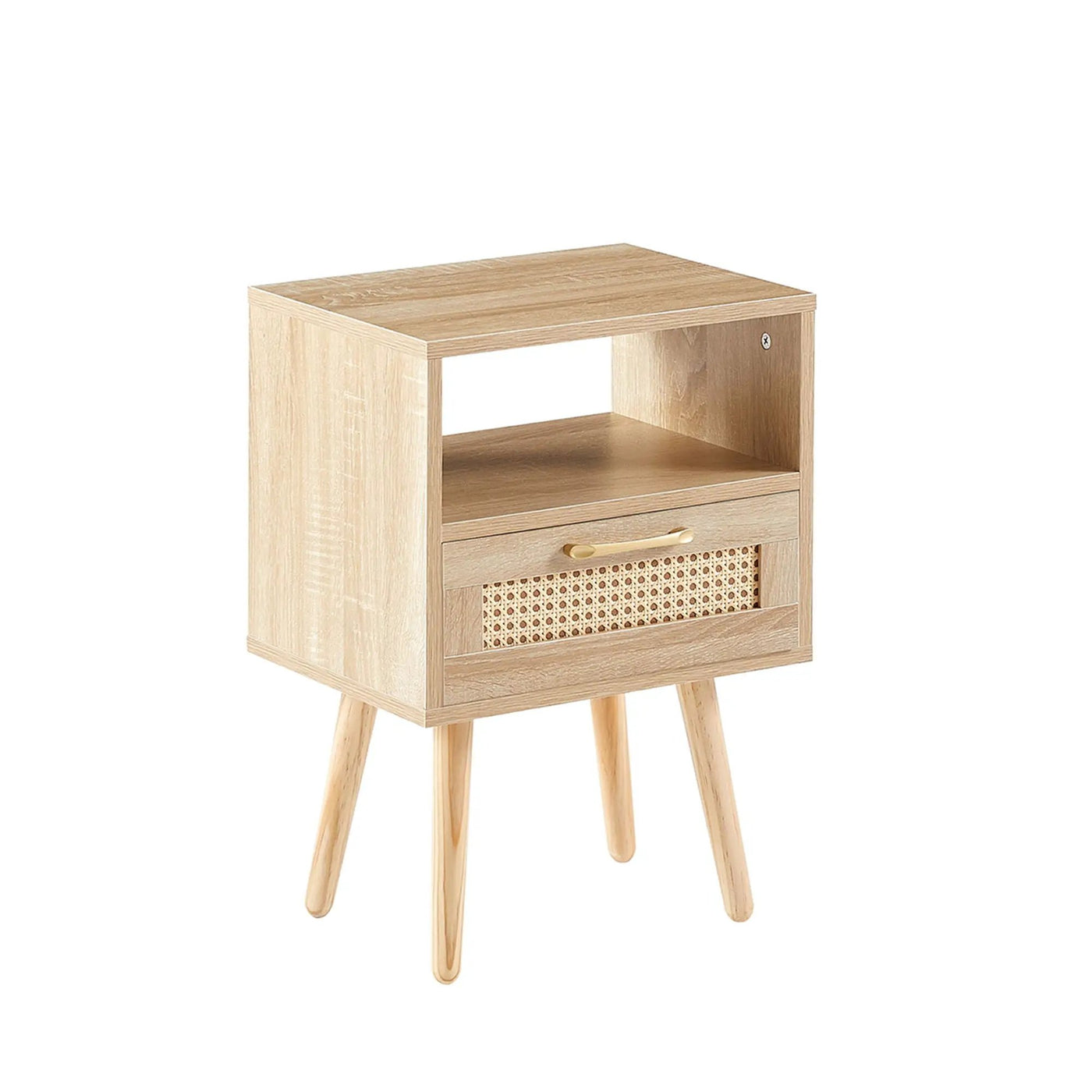 15.75" Rattan End Table With Drawer And Solid Wood Legs, Modern Nightstand, Side Table For Living Room, Bedroom by HouseOfZazla
