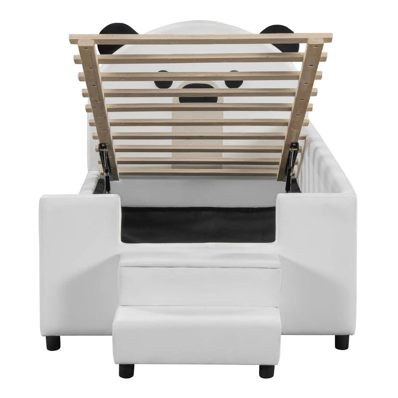 Upholstered Daybed With Bear Shaped Headboard, Hydraulic System And Breathable Fence by HouseOfZazla