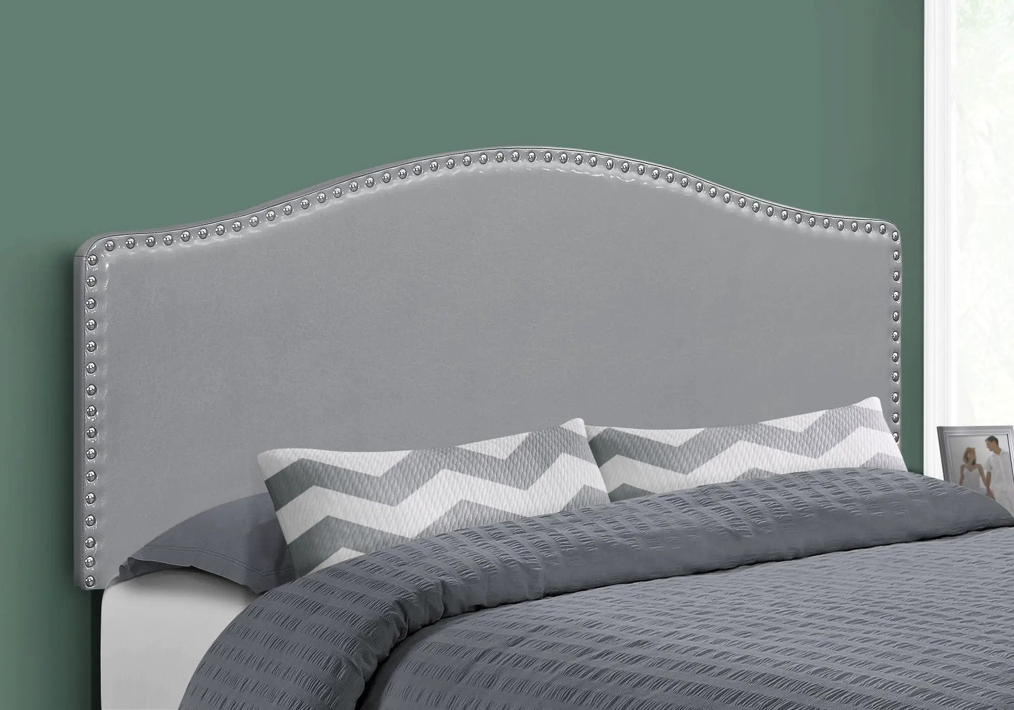 Queen Size Upholstered Gray Headboard - Transitional Style by HouseOfZazla