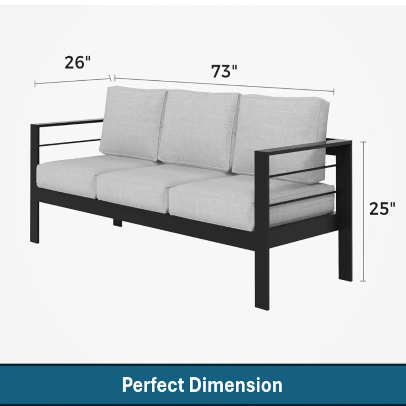 All-Weather Patio Sofa & Cushions, 3 Seat Outdoor Couch by HouseOfZazla