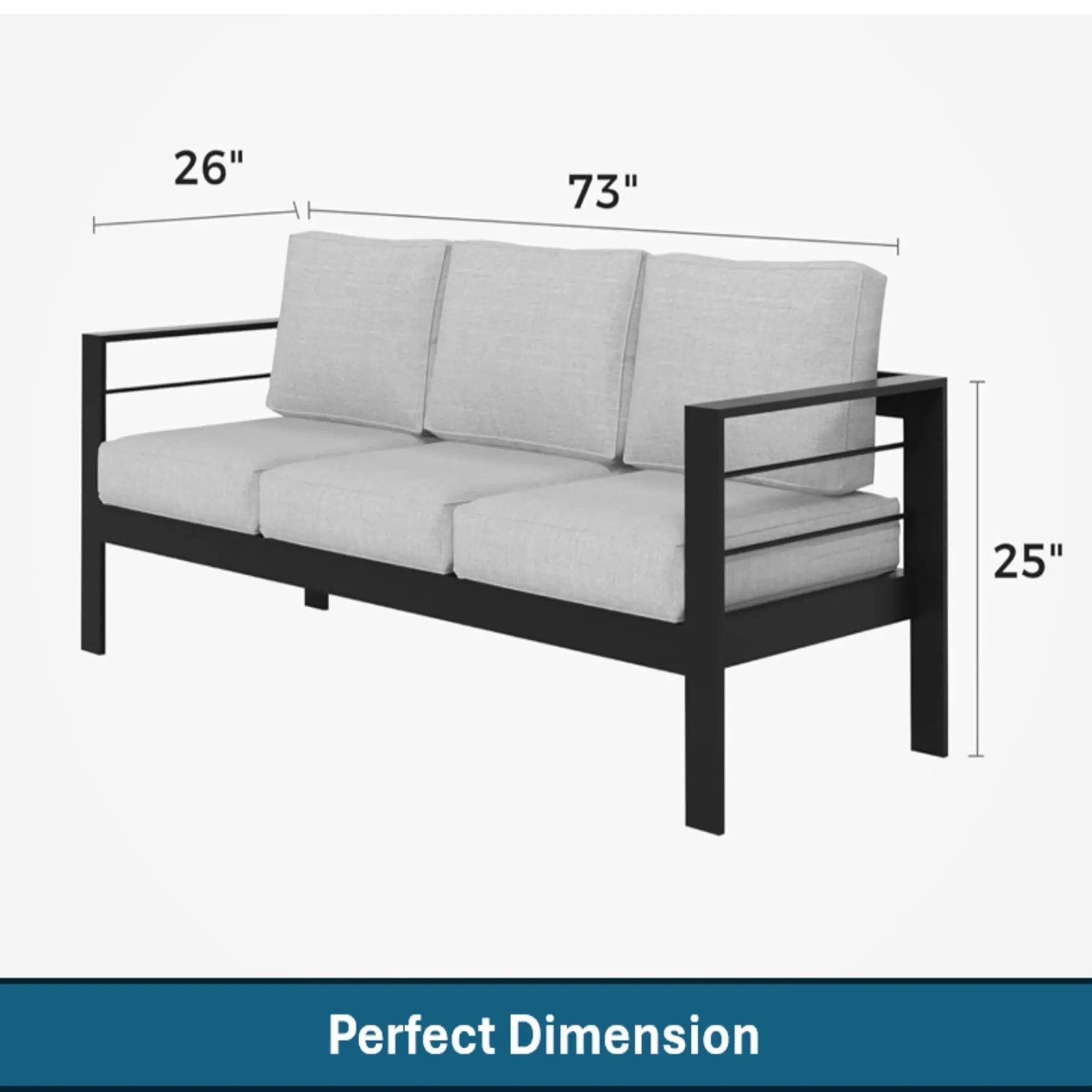 All-Weather Patio Sofa & Cushions, 3 Seat Outdoor Couch by HouseOfZazla