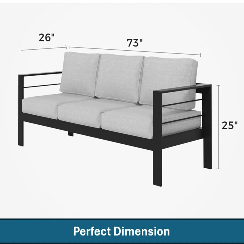 All-Weather Patio Sofa & Cushions, 3 Seat Outdoor Couch by HouseOfZazla