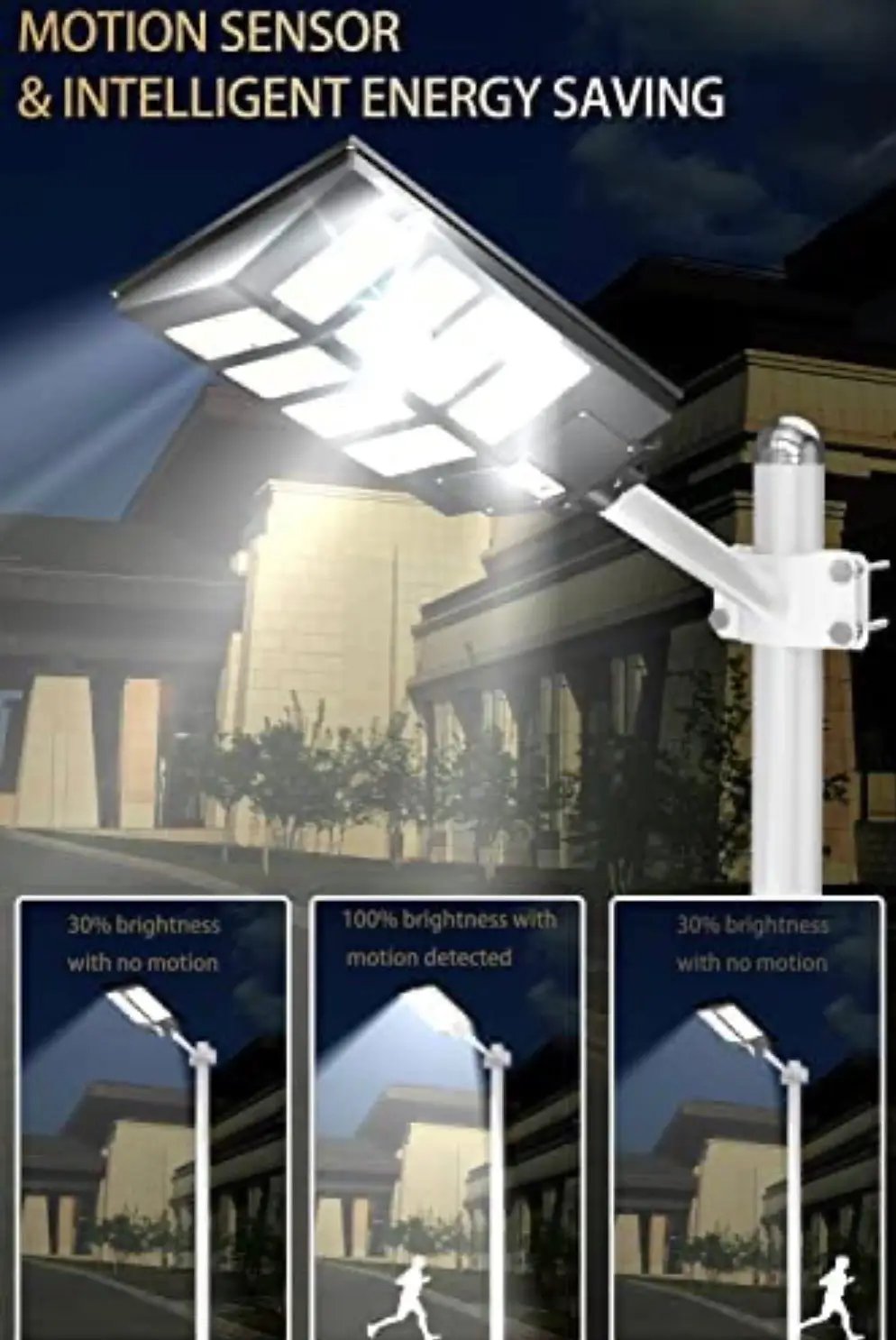 6800W Commercial Solar Street Lights Dusk to Dawn , Motion Sensor, 75000LM for Street with Remote Control by Outdoor Solar Outlet