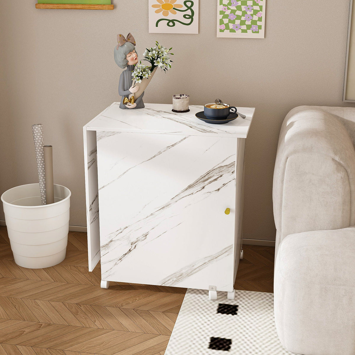 White Folding Sewing Table with Lockable Wheels - 4-in-1 Multi Functional Craft Station, photo 10 of 17