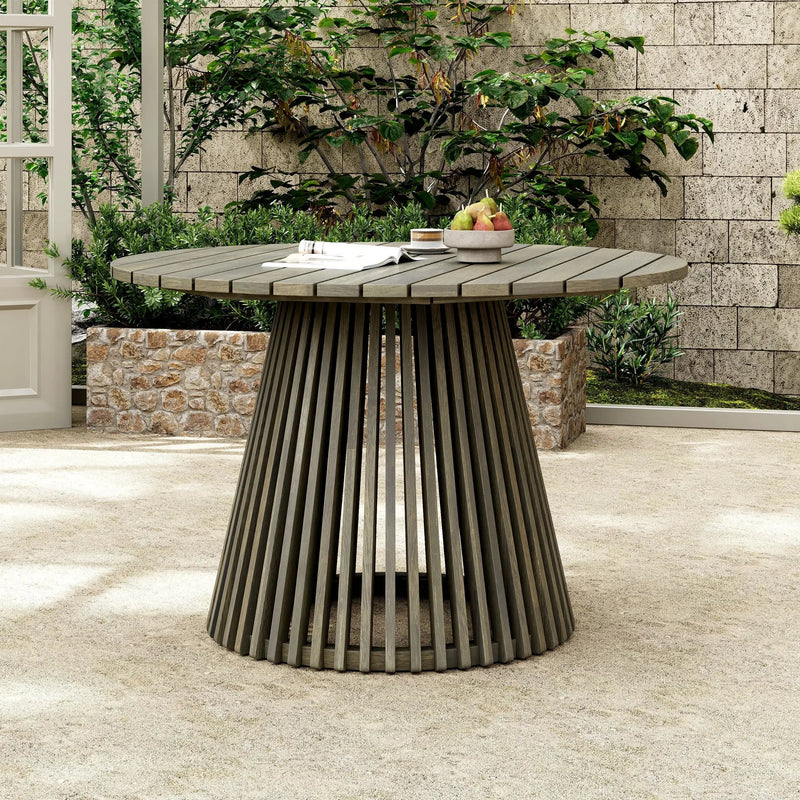 Patio Set Outdoor Acacia Wood Furniture Sets - Modern Club Chair Conversation Sets with Patio Dining Table by HouseOfZazla