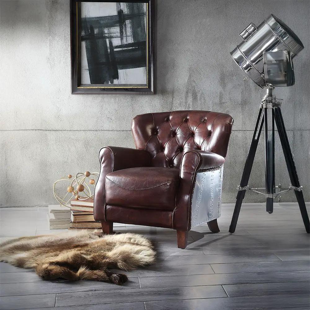 Brancaster - Accent Chair - Vintage Brown & Aluminum by Unique Piece Furniture