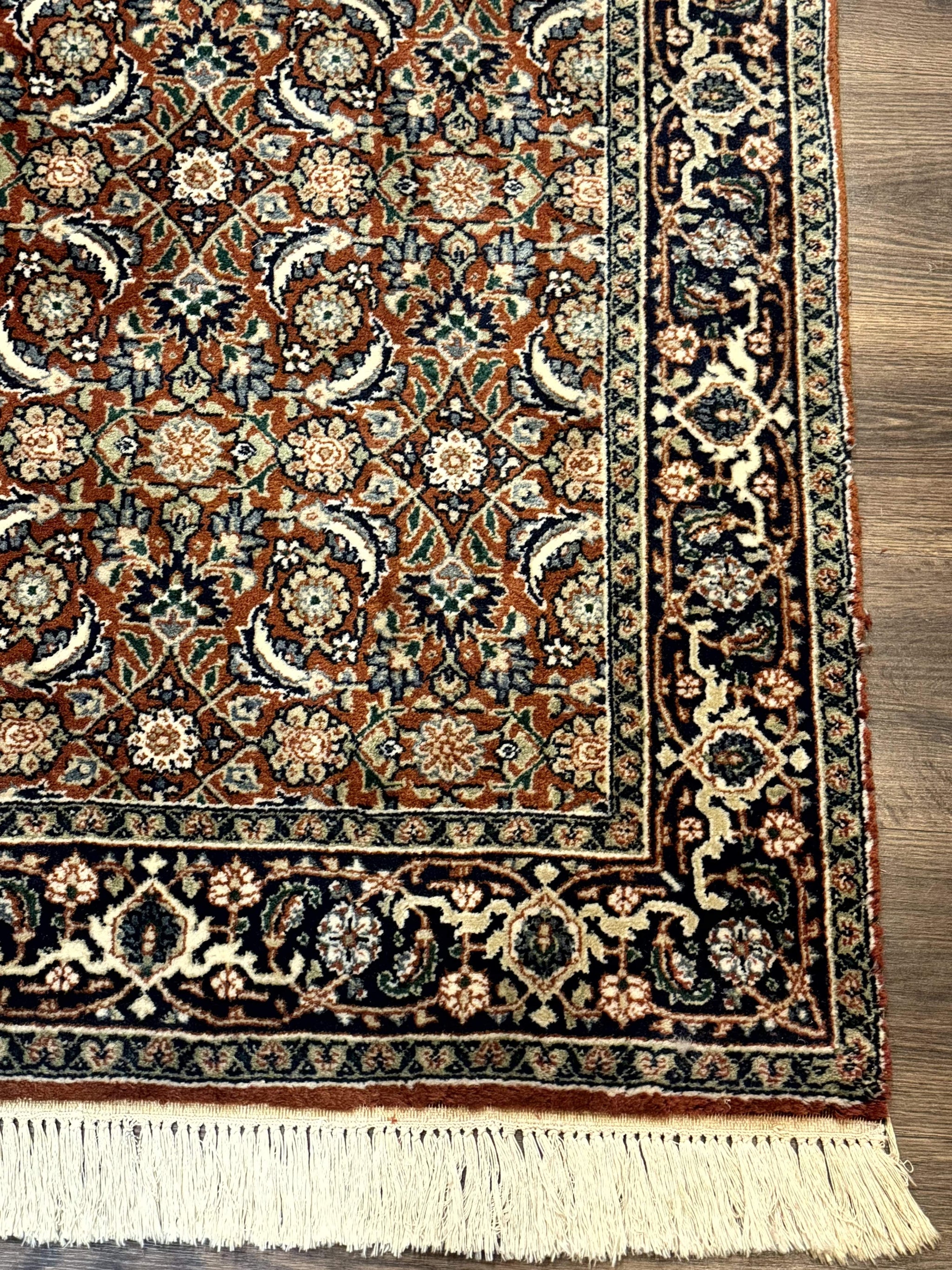 Indo Persian Bijar Rug 3x5, Red and Navy Blue, Allover Pattern, Fine Hand Knotted Wool Carpet by Jewel Rugs