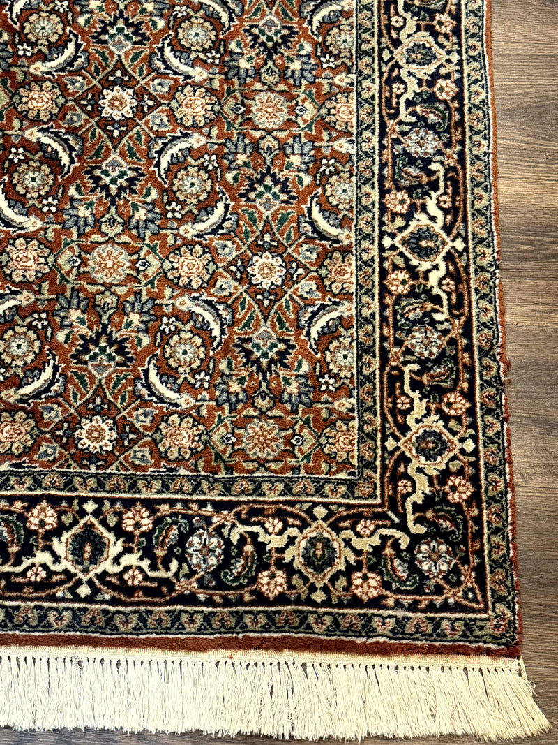 Indo Persian Bijar Rug 3x5, Red and Navy Blue, Allover Pattern, Fine Hand Knotted Wool Carpet by Jewel Rugs