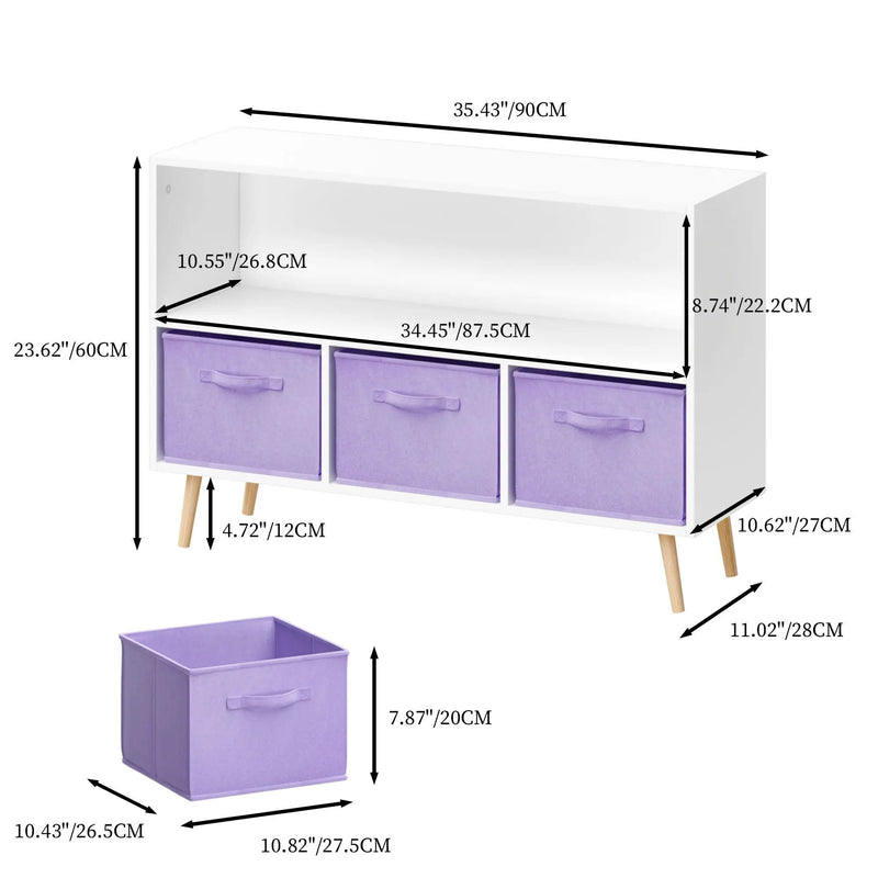 Bookcase With Collapsible Drawers, Book Display Organizer by Unique Piece Furniture