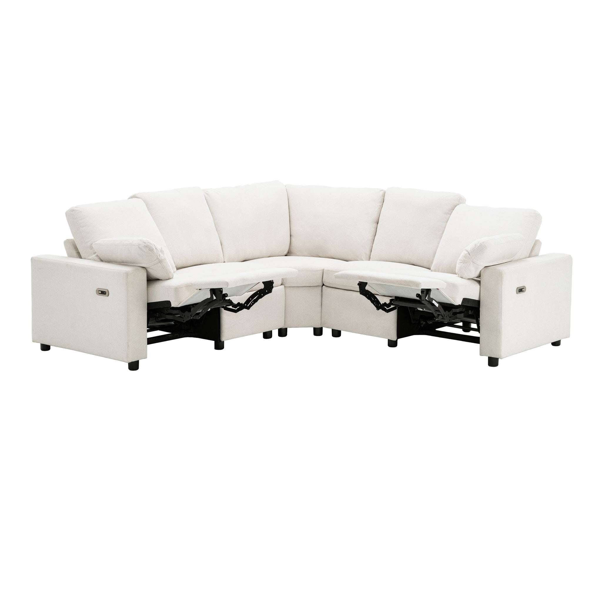 Power Recliner Sectional Sofa Home Theater Reclining Sofa With Two USB Ports, Two Storage Drawers For Living Room by HouseOfZazla