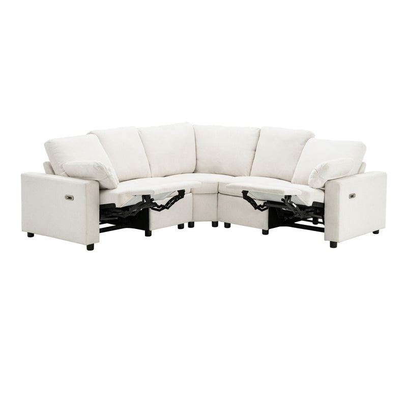 Power Recliner Sectional Sofa Home Theater Reclining Sofa With Two USB Ports, Two Storage Drawers For Living Room by HouseOfZazla