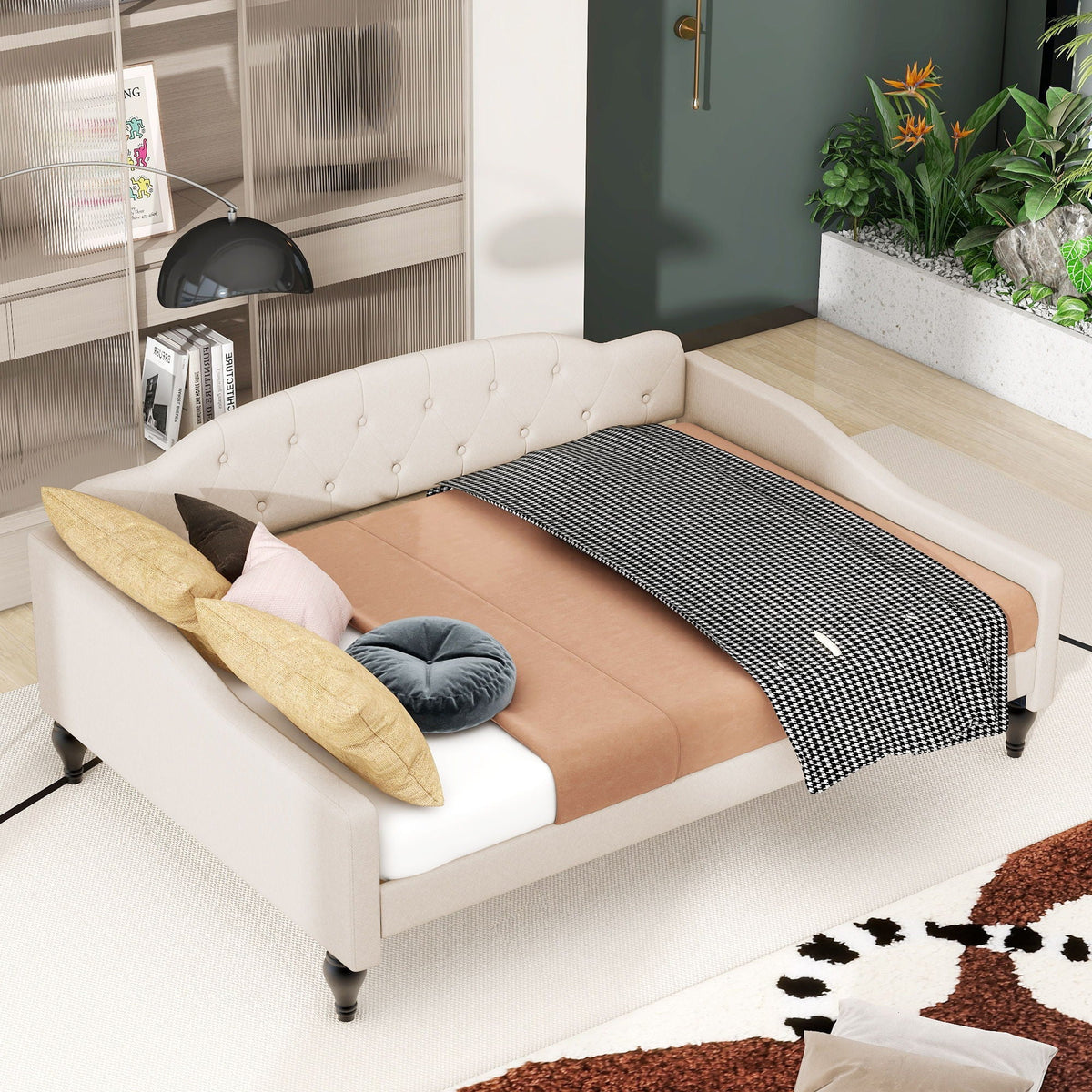 Upholstered Tufted Daybed with Storage Options - Beige, photo 24 of 40