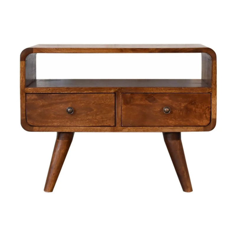 Solid Wood Curved Media Unit by HouseOfZazla