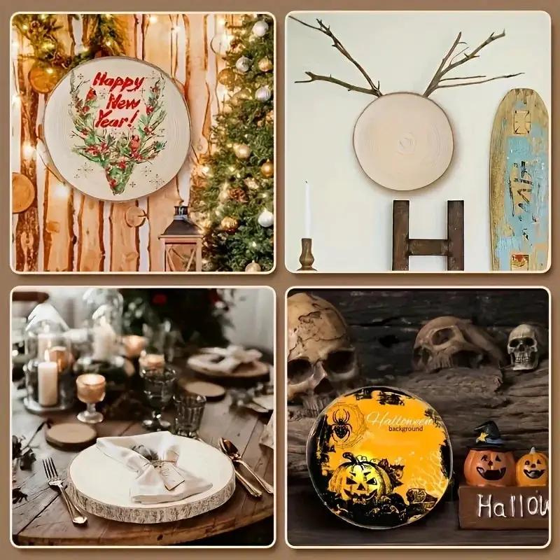 6/8/10 Pack 9-10 Inch Large Wood Slices For Centerpieces Natural Unfinished Wooden Chips For Wedding Decor Round Wood Ornaments For DIY Crafts, Candle Holder, Cake Pad, Home Decorations by House Of Avana