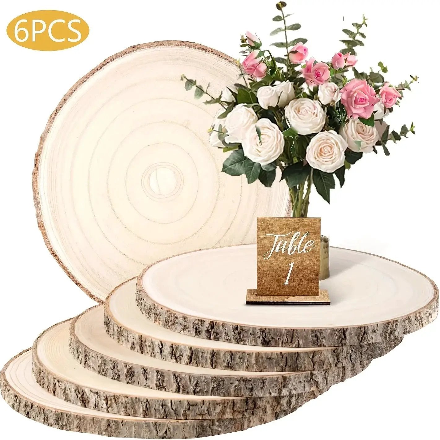 6/8/10 Pack 9-10 Inch Large Wood Slices For Centerpieces Natural Unfinished Wooden Chips For Wedding Decor Round Wood Ornaments For DIY Crafts, Candle Holder, Cake Pad, Home Decorations by House Of Avana