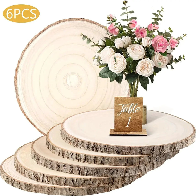 6/8/10 Pack 9-10 Inch Large Wood Slices For Centerpieces Natural Unfinished Wooden Chips For Wedding Decor Round Wood Ornaments For DIY Crafts, Candle Holder, Cake Pad, Home Decorations by House Of Avana