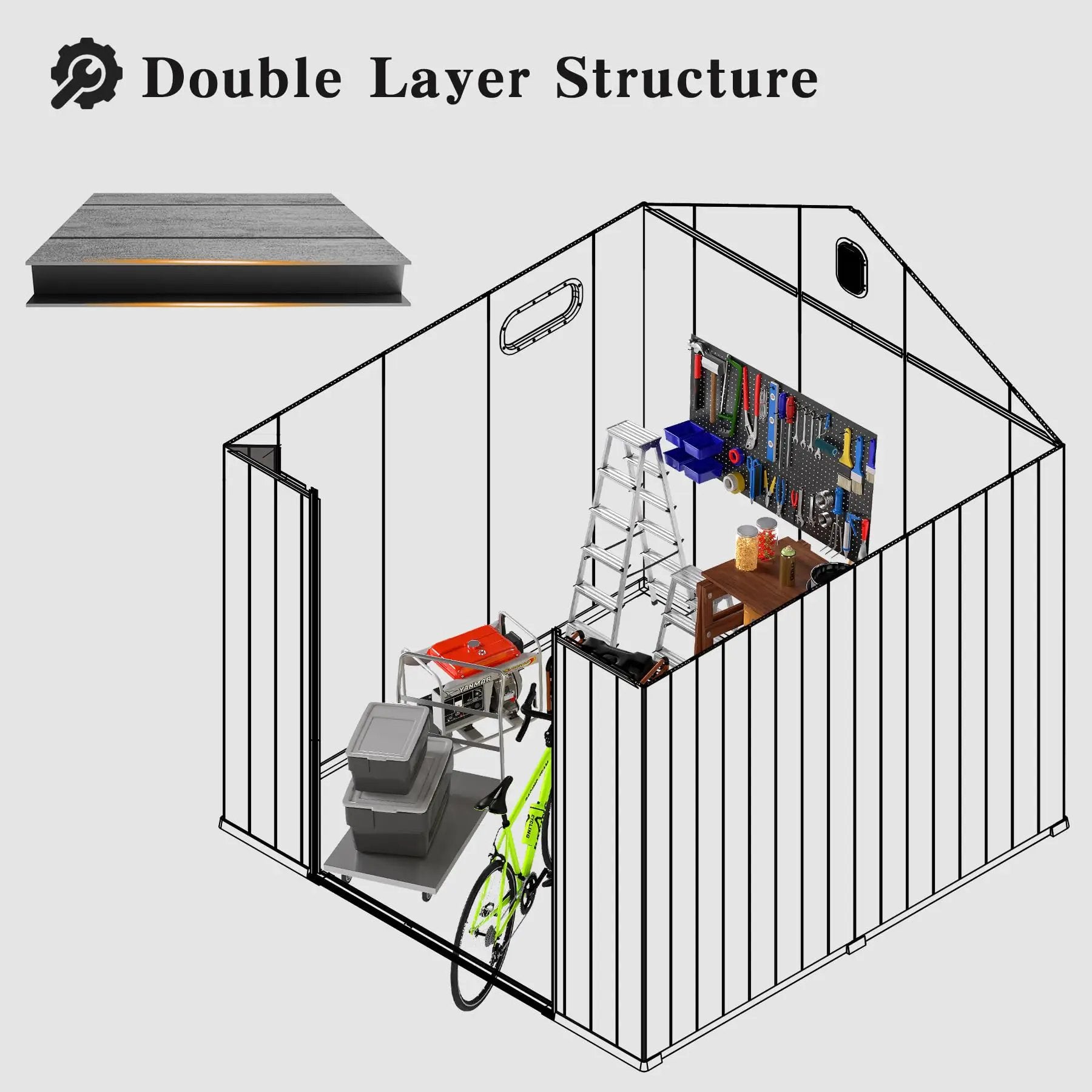 8x8FT Resin Outdoor Storage Shed with Lockable Door by HouseOfZazla