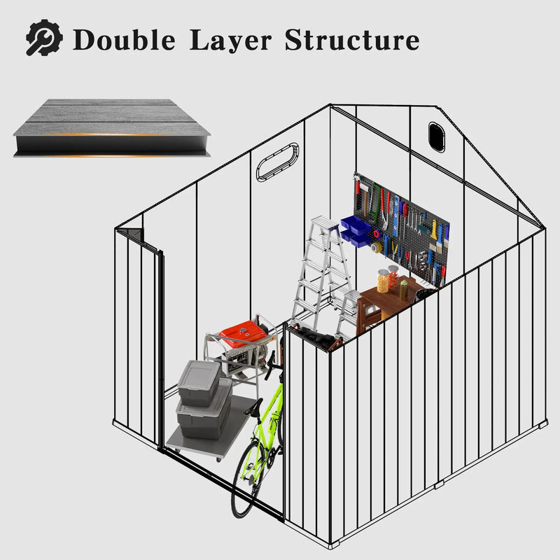 8x8FT Resin Outdoor Storage Shed with Lockable Door by HouseOfZazla