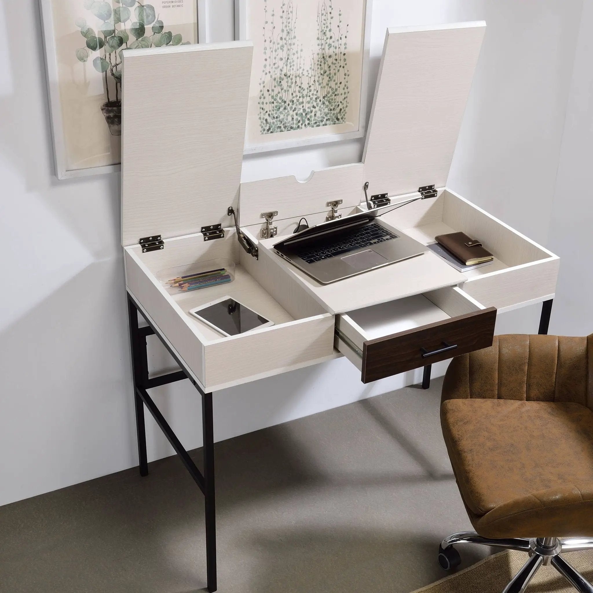 Verster - Writing Desk With USB - Black / Natural by HouseOfZazla