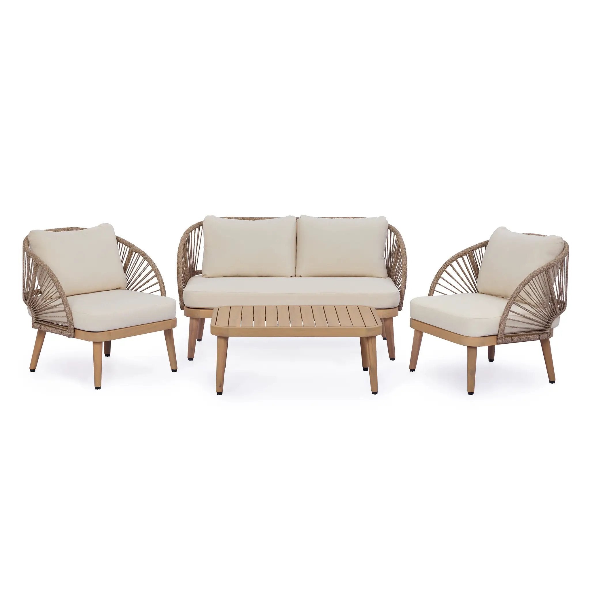 4-Piece Acacia Wood Patio Seating Set by HouseOfZazla