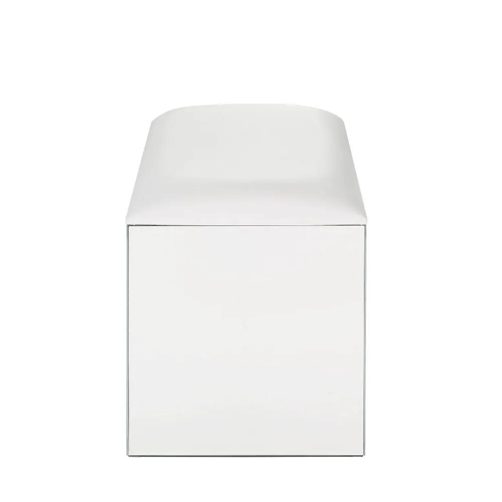 Nysa - Vanity Stool - Ivory Synthetic Leather , Mirrored & Faux Crystals by Unique Piece Furniture